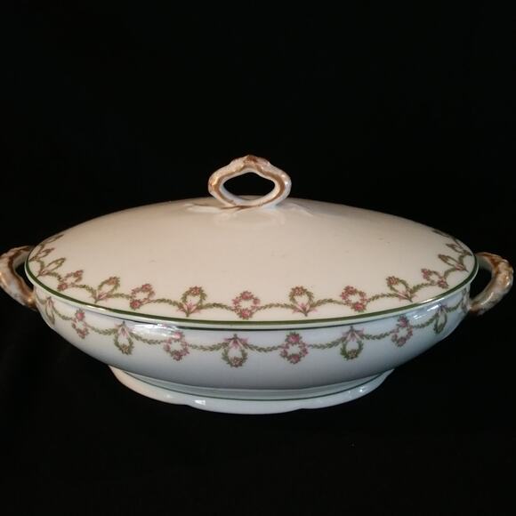 Charles Ahrenfield Limoges AHR35 Oval Covered Vegetable Bowl 9 Inch - Picture 1 of 16